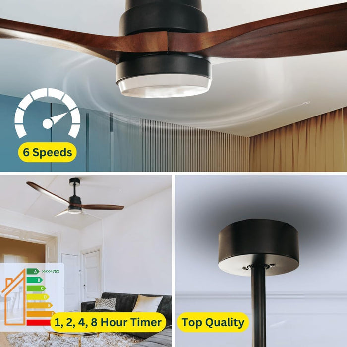 Stellar Lighting Ceiling Fan with Light and Remote 3 Dark Blades 52 Inch
