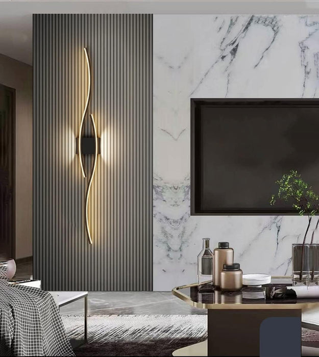 Modern Design Linear Wall Light Black, Temperature Warm Light 3000K 100cm 35W Led Wall Sconces for Balcony, Bedroom, Living Room, Office Wall Lamp Bedside Light