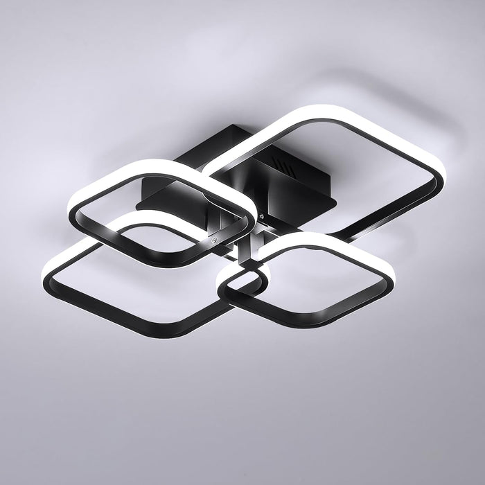 Moderne LED-plafondlamp Minimalistisch Zwart Wit 4 Ringen 78 W Vierkante Lampen Voor Woonkamer Restaurant Slaapkamer Bar Studie Verlichting