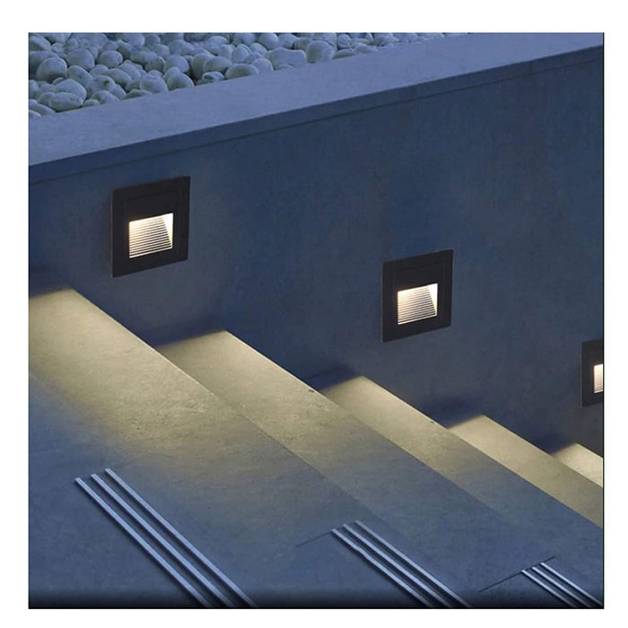 LUMINA 3W IP65 Square Waterproof Recessed Aluminum Embedded Staircase Corner Outdoor Led Step Light (Grey)Foot Light/ Starircase