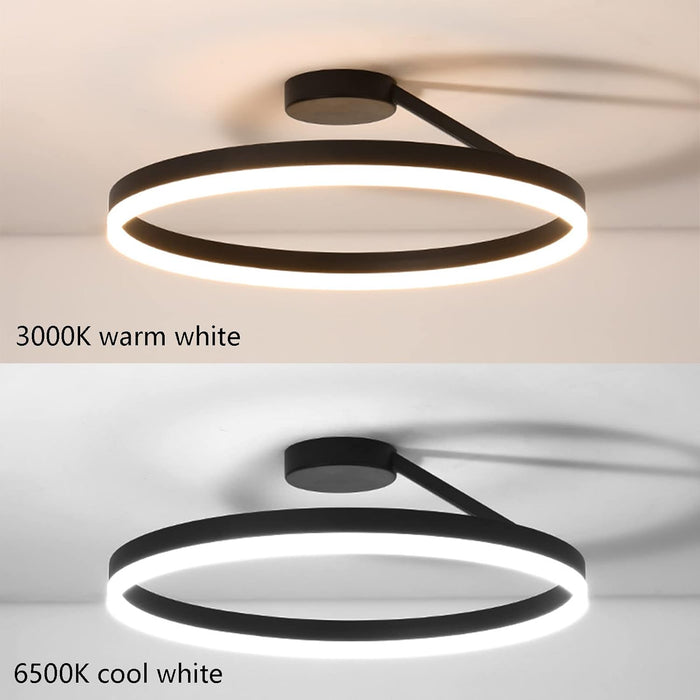 Black Round Nordic Minimalist LED Ceiling Light | 3-Colour Smart Control