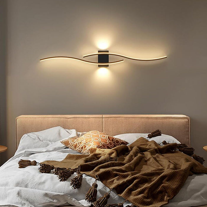 Modern Design Linear Wall Light Black, Temperature Warm Light 3000K 100cm 35W Led Wall Sconces for Balcony, Bedroom, Living Room, Office Wall Lamp Bedside Light