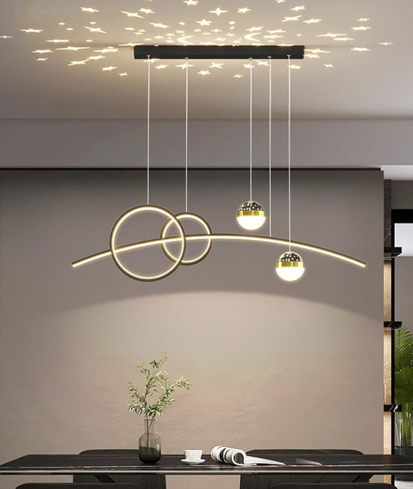 Modern Pendant Light, LED Pendant Light, Dining Table, Starry Sky Pendant Light, Dimmable  Ring Design, Height Adjustable, 50 W, Lamp for Dining Room, Kitchen, Office, Lamp