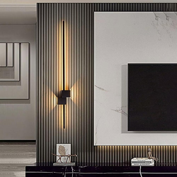 LED Wall Lights Long Strip - LED Wall Lights Modern Long Strip Linear Light Wall Lamp Indoor 12W  3000K-6000k Wall Mounted Light Fixtures for Living Room Bedroom Bathroom, Black