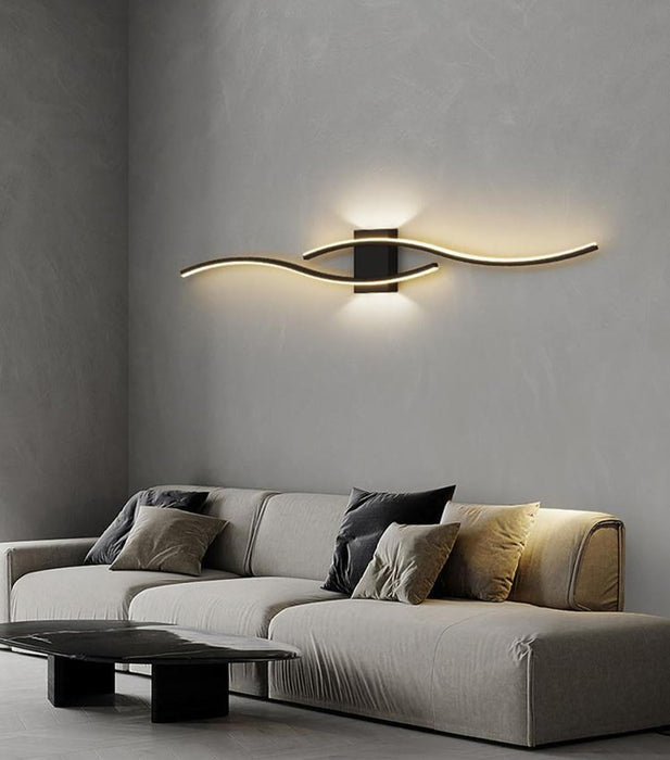 Modern Design Linear Wall Light Black, Temperature Warm Light 3000K 100cm 35W Led Wall Sconces for Balcony, Bedroom, Living Room, Office Wall Lamp Bedside Light