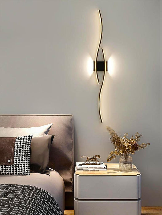 Modern Design Linear Wall Light Black, Temperature Warm Light 3000K 100cm 35W Led Wall Sconces for Balcony, Bedroom, Living Room, Office Wall Lamp Bedside Light