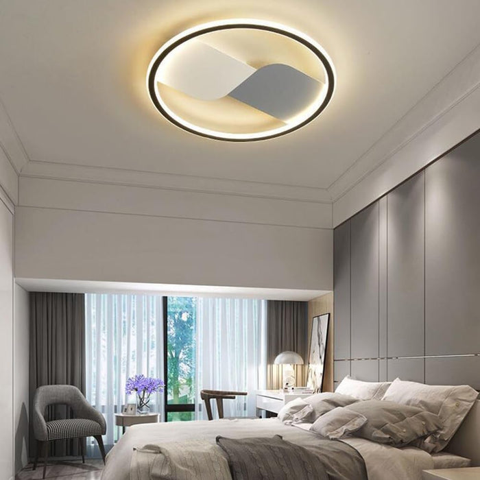 Flush Mount LED Ceiling Lights, Black Round Ultra Thin Ceiling Lamp shallow Mount, Three Color Dimming Flush Mount Ceiling Lighting for Bedroom Dining Living Room Kitchen
