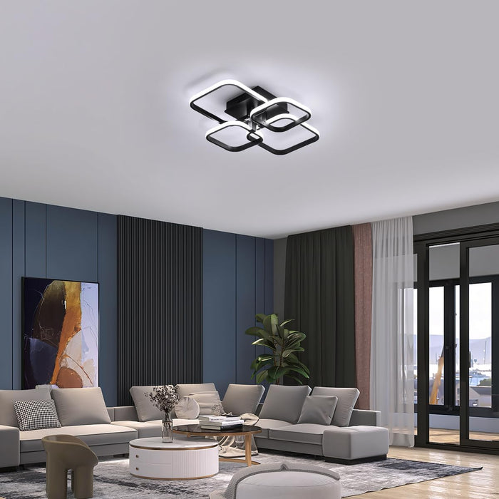 Moderne LED-plafondlamp Minimalistisch Zwart Wit 4 Ringen 78 W Vierkante Lampen Voor Woonkamer Restaurant Slaapkamer Bar Studie Verlichting