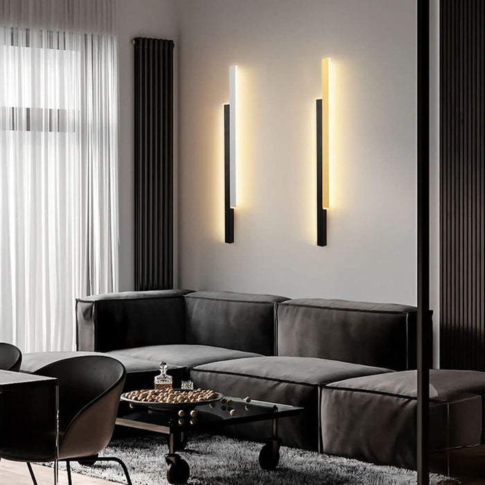 Bedroom Strip Wall Light, Aluminum Long Wall Lamp with Acrylic Shade Atmosphere Lights, Modern LED Decorative Lighting Fixture, Simple Creative Linear Wall Sconces(3000-6000K) (Black+white)