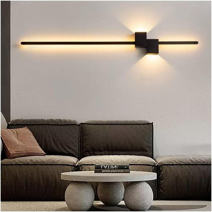 LED Wall Lights Long Strip - LED Wall Lights Modern Long Strip Linear Light Wall Lamp Indoor 12W  3000K-6000k Wall Mounted Light Fixtures for Living Room Bedroom Bathroom, Black