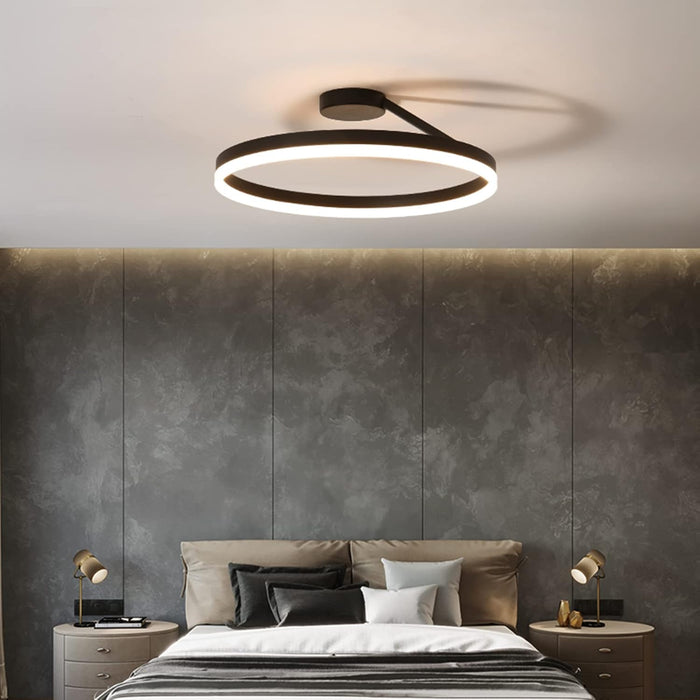 Black Round Nordic Minimalist LED Ceiling Light | 3-Colour Smart Control