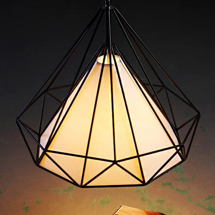 3 Head Pendant Ceiling Light Modern Black Birdcage Pendant Lights Modern Iron Retro Light Scandinavian Loft Pyramid Lamp Metal Cage with E27 Bulb