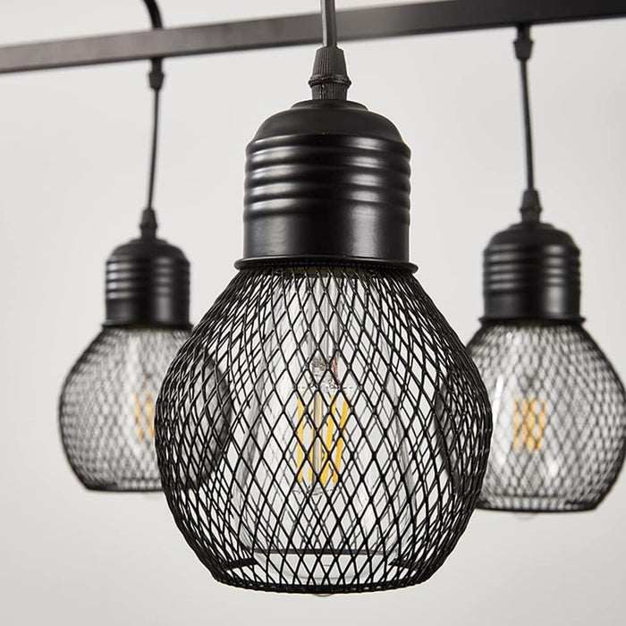 Black Industrial Metal Chaner E27 8-Light Adjustable Pendent Lamp Cafe Bar Decor Suspended Light Fixture Rustic Farmhouse Dining Table Ceiling Hanging Light