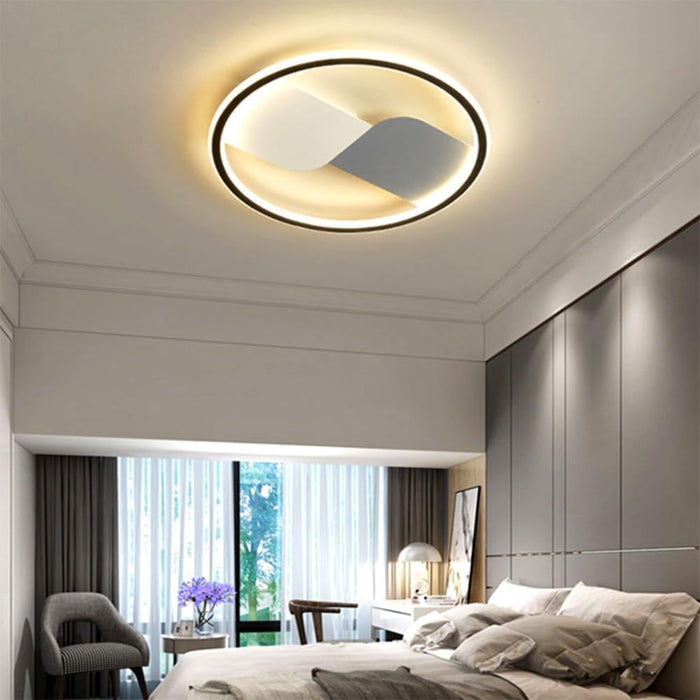Flush Mount LED Ceiling Lights, Black Round Ultra Thin Ceiling Lamp shallow Mount, Three Color Dimming Flush Mount Ceiling Lighting for Bedroom Dining Living Room Kitchen