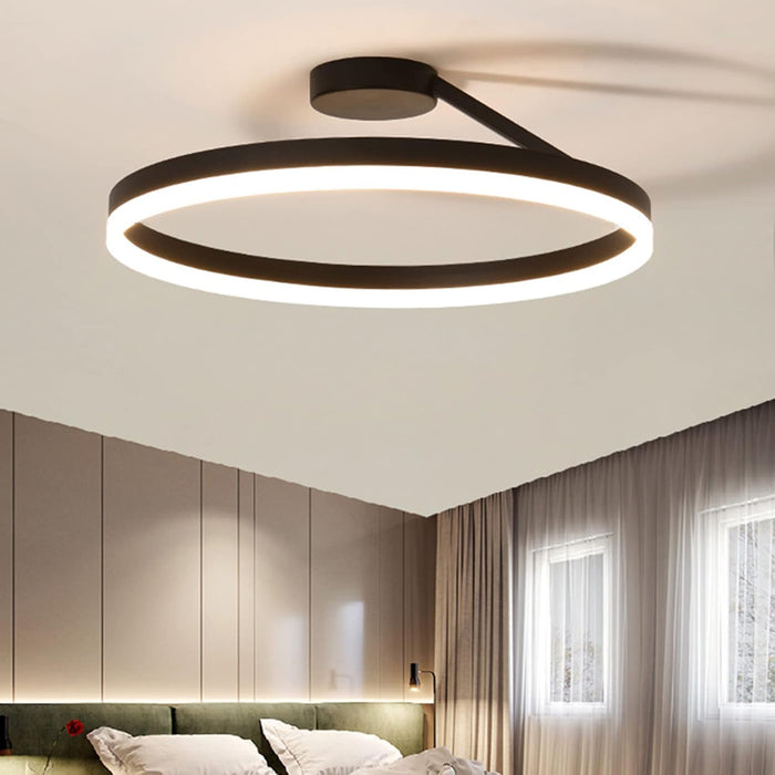 Black Round Nordic Minimalist LED Ceiling Light | 3-Colour Smart Control