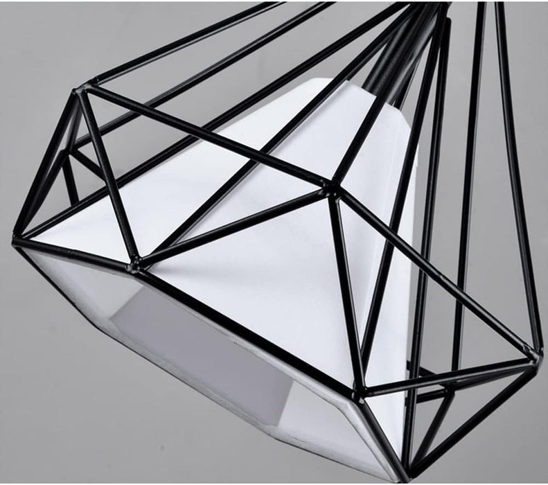 3 Head Pendant Ceiling Light Modern Black Birdcage Pendant Lights Modern Iron Retro Light Scandinavian Loft Pyramid Lamp Metal Cage with E27 Bulb
