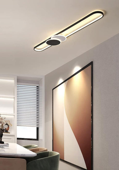 Black panels ceiling light  or wall light three colours changing 60 cm long bar hanging bedroom living room dining room hallway modern fireplace LED white lighting