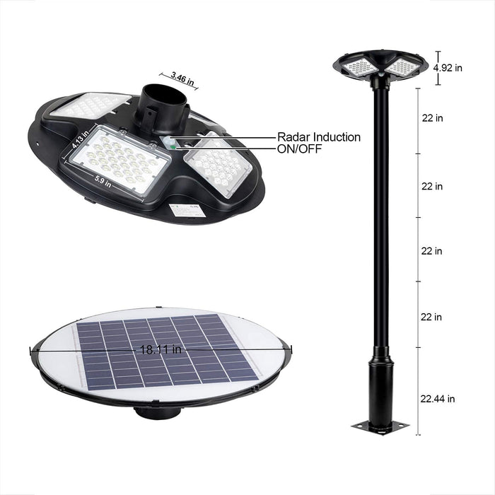 100w 200w 500W High Power Solar Outdoor Waterproof Lighting Led Solar Garden Light with 3m pole