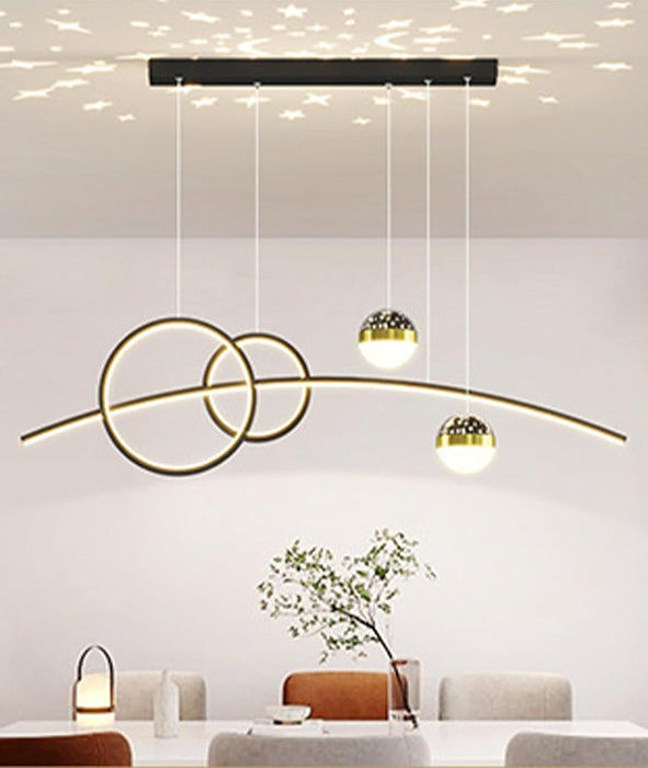 Modern Pendant Light, LED Pendant Light, Dining Table, Starry Sky Pendant Light, Dimmable  Ring Design, Height Adjustable, 50 W, Lamp for Dining Room, Kitchen, Office, Lamp