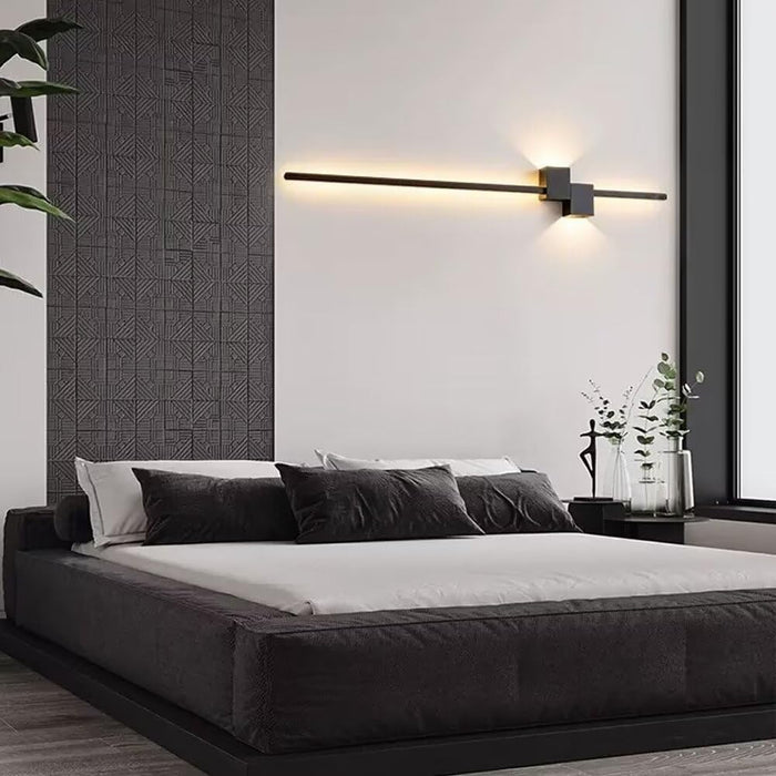 LED Wall Lights Long Strip - LED Wall Lights Modern Long Strip Linear Light Wall Lamp Indoor 12W  3000K-6000k Wall Mounted Light Fixtures for Living Room Bedroom Bathroom, Black