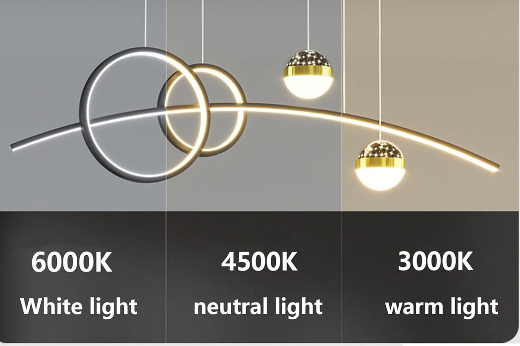 Modern Pendant Light, LED Pendant Light, Dining Table, Starry Sky Pendant Light, Dimmable  Ring Design, Height Adjustable, 50 W, Lamp for Dining Room, Kitchen, Office, Lamp