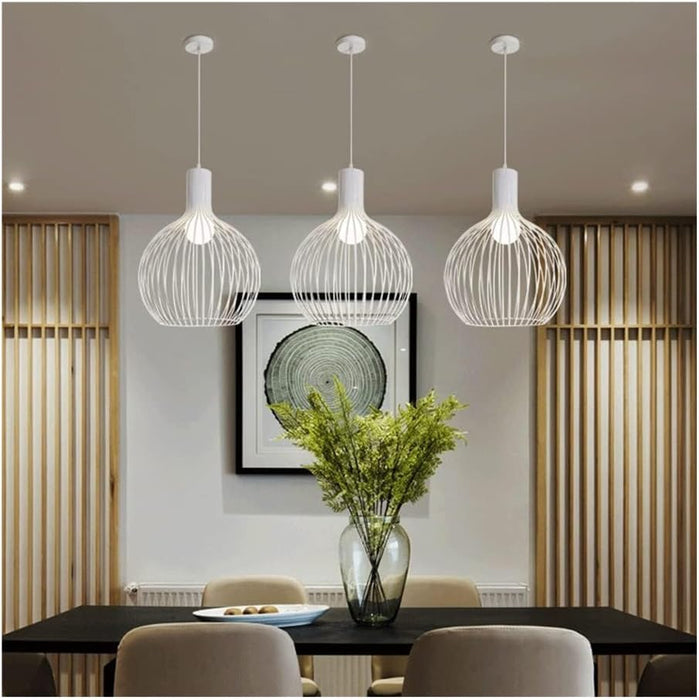 Black Modern Pendant Light Metal Cage Lamp Kitchen Chandelier Lighting Black 38CM