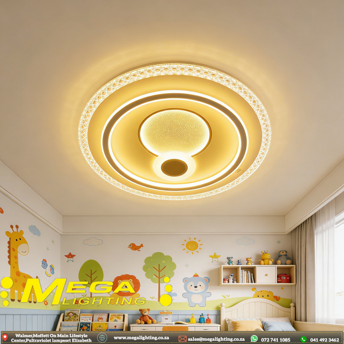 50cm Modern LED Ceiling Light with Crystal Edge | 3 Color Temperature (3000K/4000K/6500K) | Dimmable Round Flush Mount for Living Room &amp; Bedroom | MEGA LIGHTING South Africa