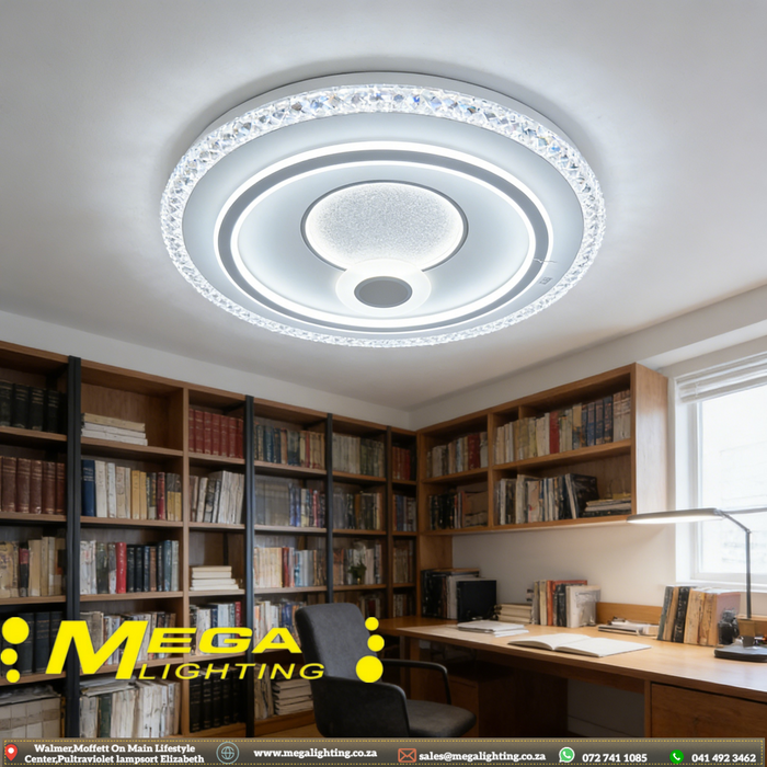 50cm Modern LED Ceiling Light with Crystal Edge | 3 Color Temperature (3000K/4000K/6500K) | Dimmable Round Flush Mount for Living Room &amp; Bedroom | MEGA LIGHTING South Africa