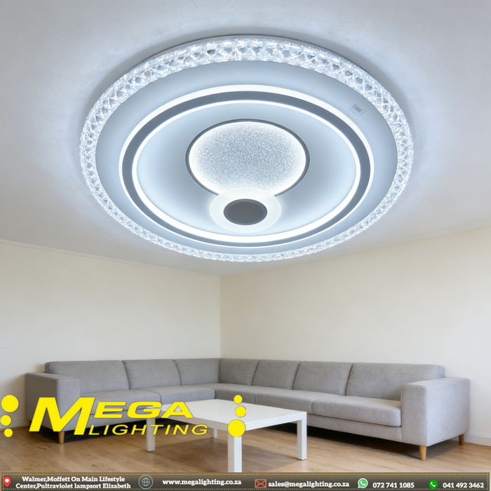 50cm Modern LED Ceiling Light with Crystal Edge | 3 Color Temperature (3000K/4000K/6500K) | Dimmable Round Flush Mount for Living Room &amp; Bedroom | MEGA LIGHTING South Africa