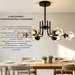 MG‑7003/6 6‑light chandelier smoked dimpled glass full matte black two‑tier curved arms W67×H57cm MEGA LIGHTING South Africa