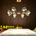 G‑7004/6 Sputnik 6‑light chandelier smoke grey mirror glass brass black frame Ø70cm mid‑century MEGA LIGHTING South Africa