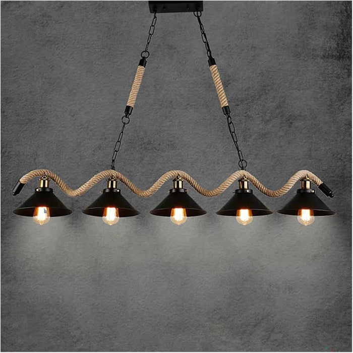 Vintage Rope Style Pendant Lamp 5 Lights/Modern para Sala Chandeliers Lighting for Living Room Dining Indoor Lamp Fixture Home Decoration,Chandelier Bulbs