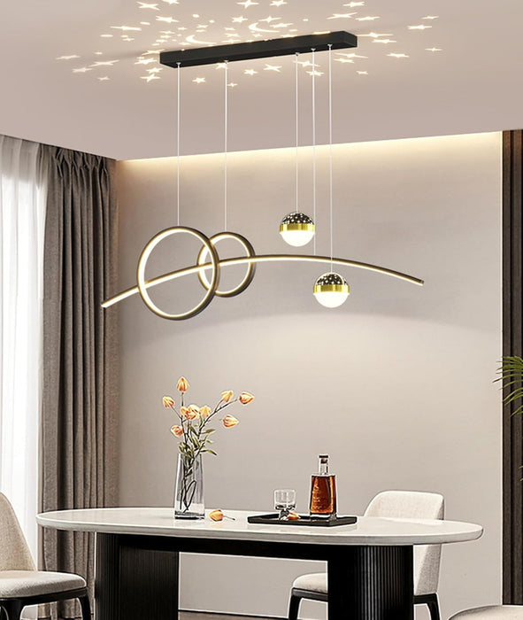Modern Pendant Light, LED Pendant Light, Dining Table, Starry Sky Pendant Light, Dimmable  Ring Design, Height Adjustable, 50 W, Lamp for Dining Room, Kitchen, Office, Lamp