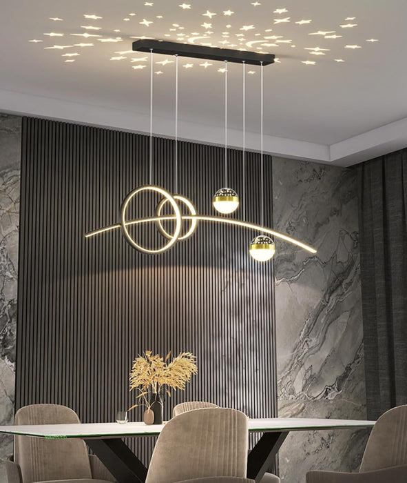 Modern Pendant Light, LED Pendant Light, Dining Table, Starry Sky Pendant Light, Dimmable  Ring Design, Height Adjustable, 50 W, Lamp for Dining Room, Kitchen, Office, Lamp