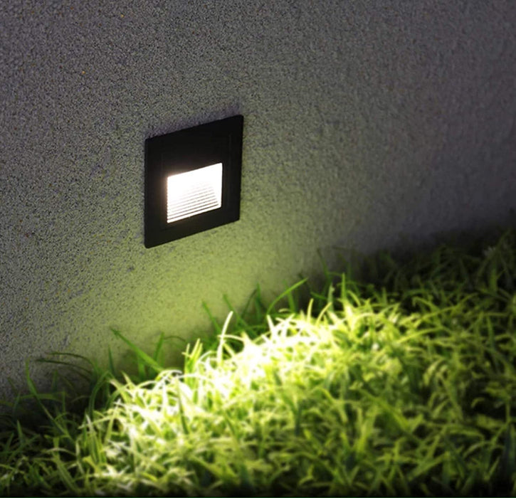 LUMINA 3W IP65 Square Waterproof Recessed Aluminum Embedded Staircase Corner Outdoor Led Step Light (Grey)Foot Light/ Starircase