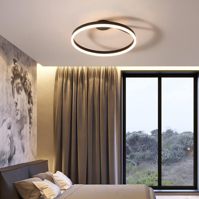 Black Round Nordic Minimalist LED Ceiling Light | 3-Colour Smart Control