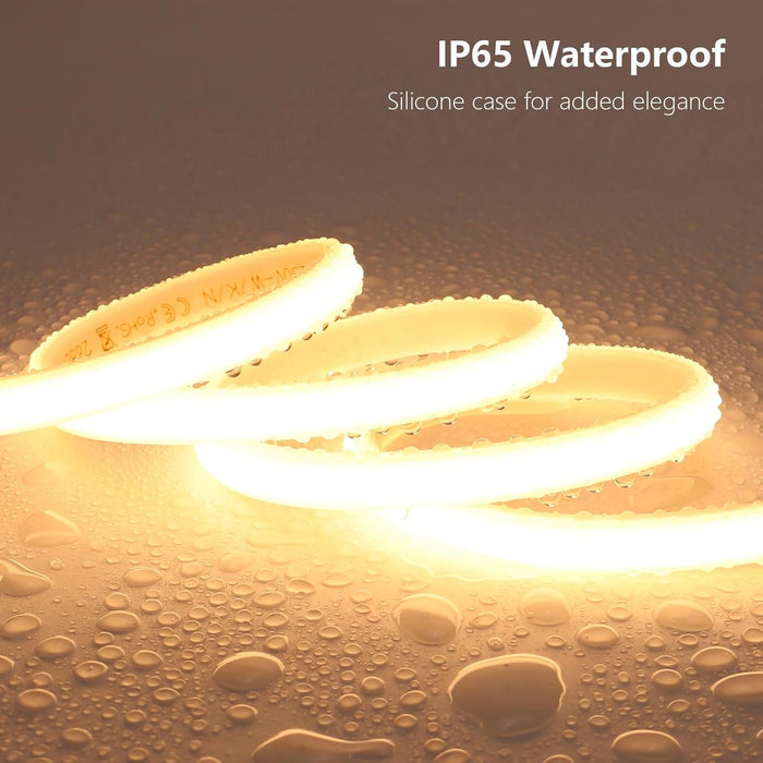 220V COB LED Strip Outdoor Waterproof 3000K Warm White and  6500k, Flexible Cuttable IP65 Waterproof LED Strip , for Construction Sites,