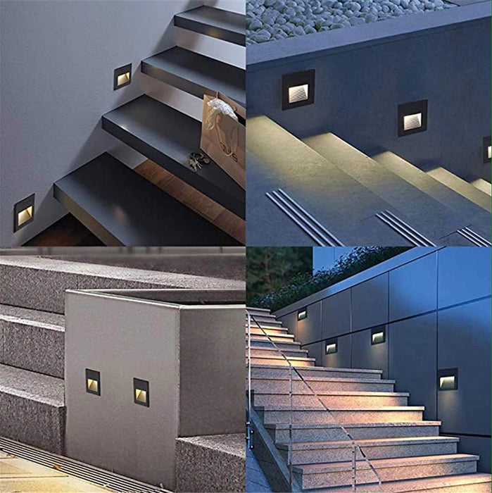 LUMINA 3W IP65 Square Waterproof Recessed Aluminum Embedded Staircase Corner Outdoor Led Step Light (Grey)Foot Light/ Starircase