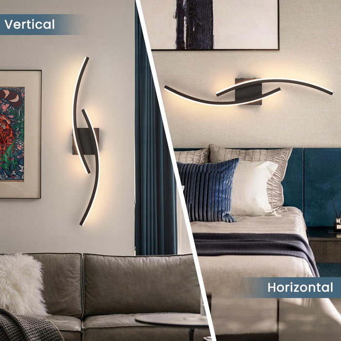 Black LED Wall Sconces Light, 3 in 1 Color 3000K-6000K Modern LED&nbsp; Wall Light for Living Room, Hallway, Bedroom