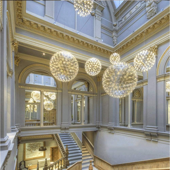 Chrome Sparkle Ceiling Lights Chandeliers Firework Mall Hotel Lobby Spark Ball Globe Chandelier Pendant Lamp Stair Pendant Light/500MM