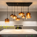 8-light linear pendant light with hand-blown amber and smoked glass shades, modern long hanging ceiling lamp for kitchen island dining table open plan living room, MEGA LIGHTING South Africa