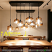 8-light linear pendant light with hand-blown amber and smoked glass shades, modern long hanging ceiling lamp for kitchen island dining table open plan living room, MEGA LIGHTING South Africa