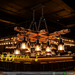 8‑light rustic wood beam pendant light, each beam 78cm, distressed wood jute rope clear glass lantern shade industrial pendant for dining room bar cafe kitchen island