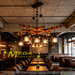 8‑light rustic wood beam pendant light, each beam 78cm, distressed wood jute rope clear glass lantern shade industrial pendant for dining room bar cafe kitchen island