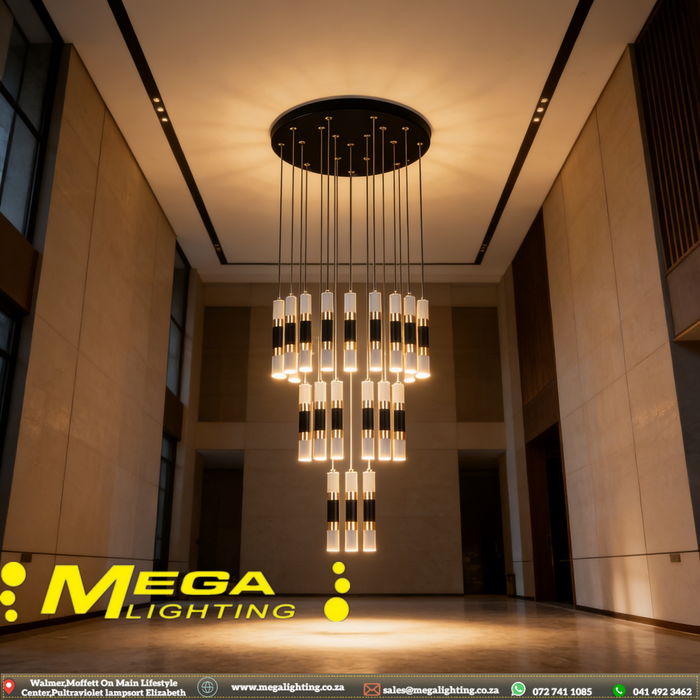 23+4 led lights Villa stairwell chandelier duplex apartment light luxury simple living room led long line chandelier