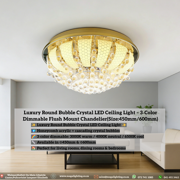 luxury-round-bubble-crystal-led-ceiling-light-3-colour-dimmable-450mm-600mm-mega-lighting-south-africa