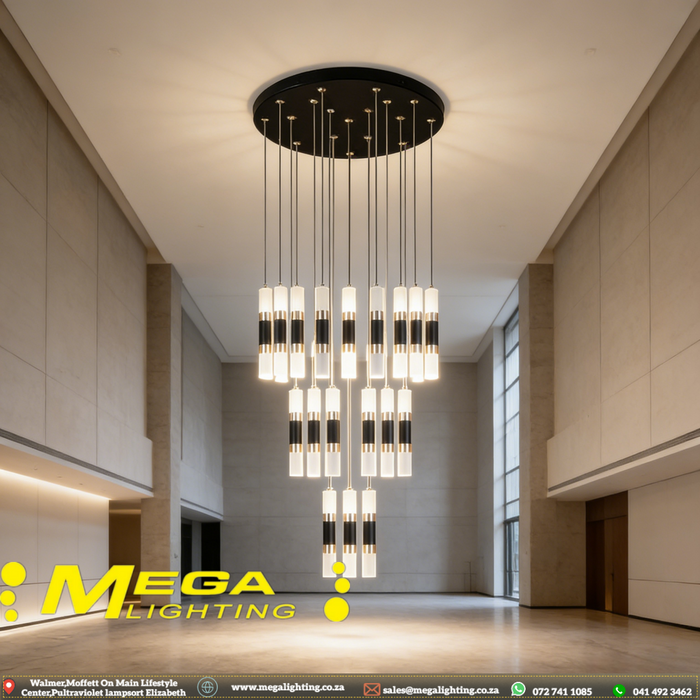 23+4 led lights Villa stairwell chandelier duplex apartment light luxury simple living room led long line chandelier