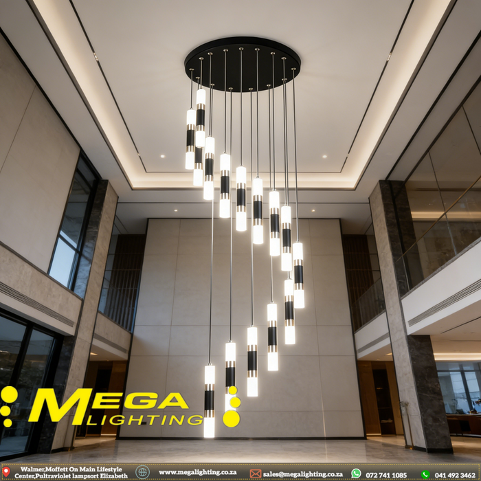 23+4 led lights Villa stairwell chandelier duplex apartment light luxury simple living room led long line chandelier