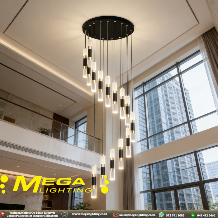 23+4 led lights Villa stairwell chandelier duplex apartment light luxury simple living room led long line chandelier