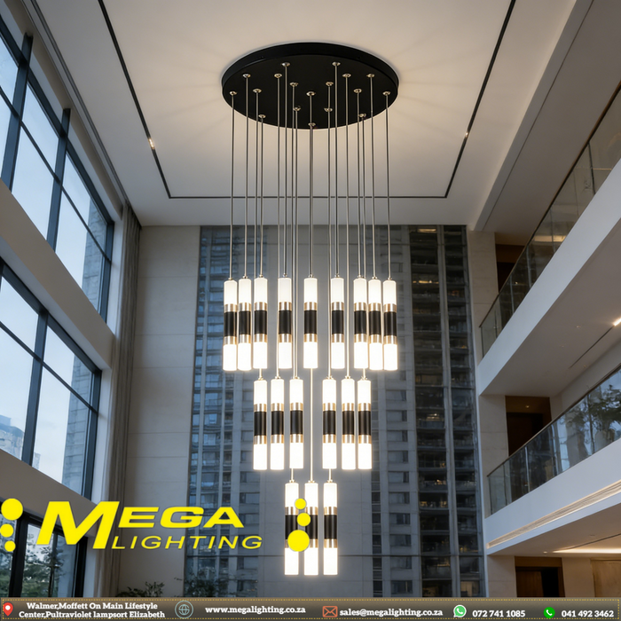 23+4 led lights Villa stairwell chandelier duplex apartment light luxury simple living room led long line chandelier